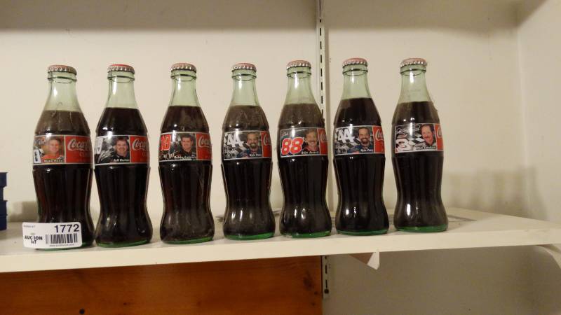 lot 1772 image: 7- nascar cocacola bottles.