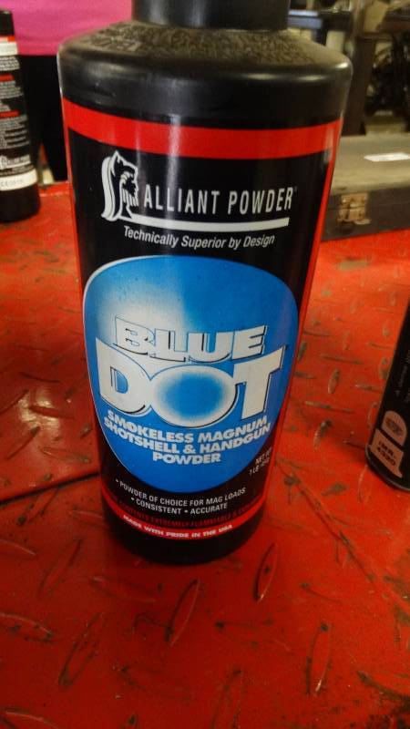 lot 5004 image: Partial, Blue dot smokeless magnum shotshell and handgun powder.