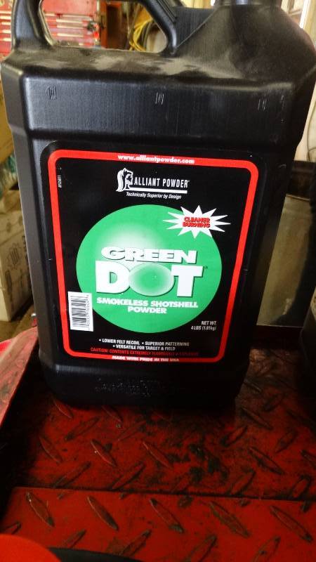 lot 5005 image: Partial, Green dot smokeless shotshell powder.
