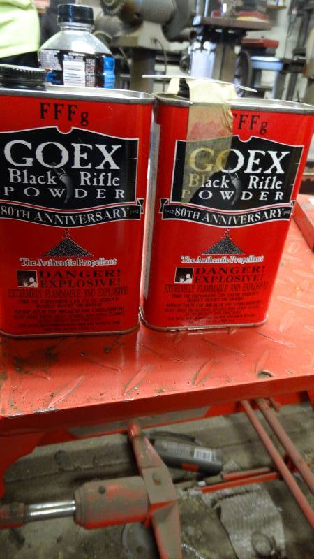 lot 5015 image: 2- Partial Goex black rifle powder. the authentic propellant.