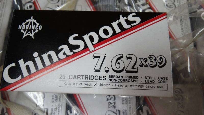 lot 5032 image: Case of 45 boxes of China Sports 7.62 x 39, 20 cartridges.
