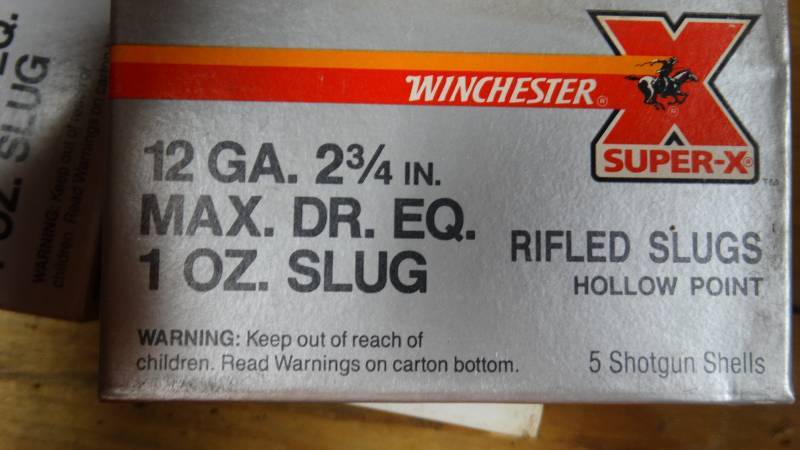 lot 5037 image: 5- boxes of Winchester 12 gauge 2 34in. max. DR. EQ. 1oz. slug.