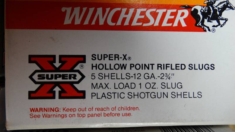 lot 5041 image: 5- boxes of winchester super- x hollow point rifled slugs.