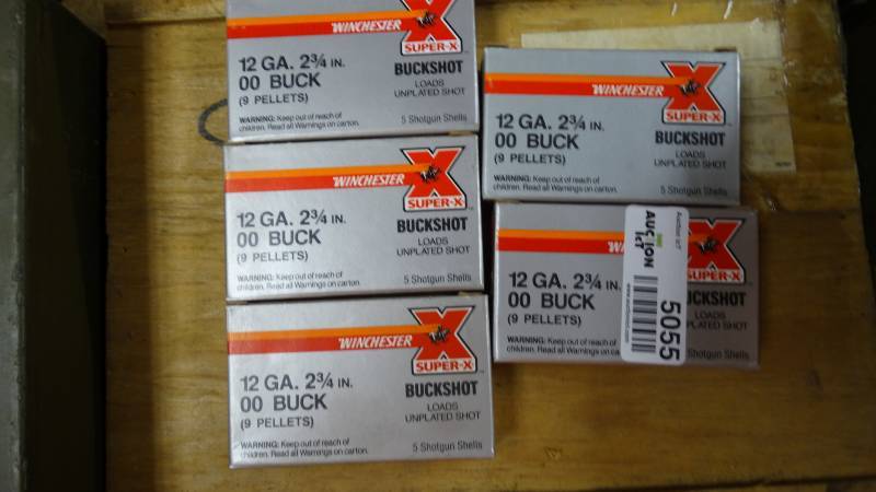 lot 5055 image: 5- boxes of winchester buckshot 12 guage 2 34 in 00 buck.