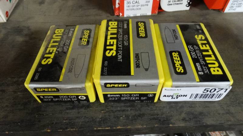 lot 5071 image: 3- boxes of 8mm bullet tips.