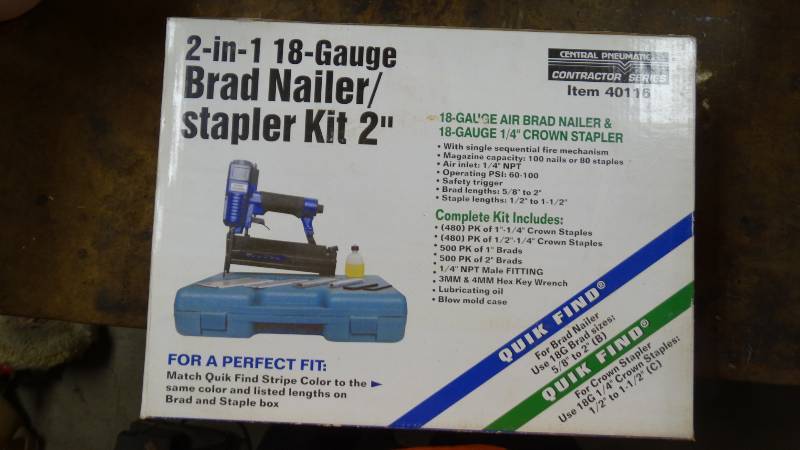 lot 5102 image: 2-in-1 18-guage Brad nailer stapler kit 2.