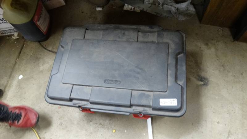lot 5169 image: Tote of 3 metal ammo cans.