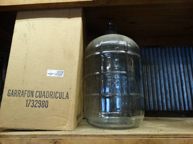lot 5222 image: 4 large glass jugs.