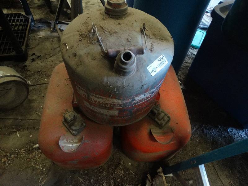 lot 5266 image: 3 old metal gas cans.