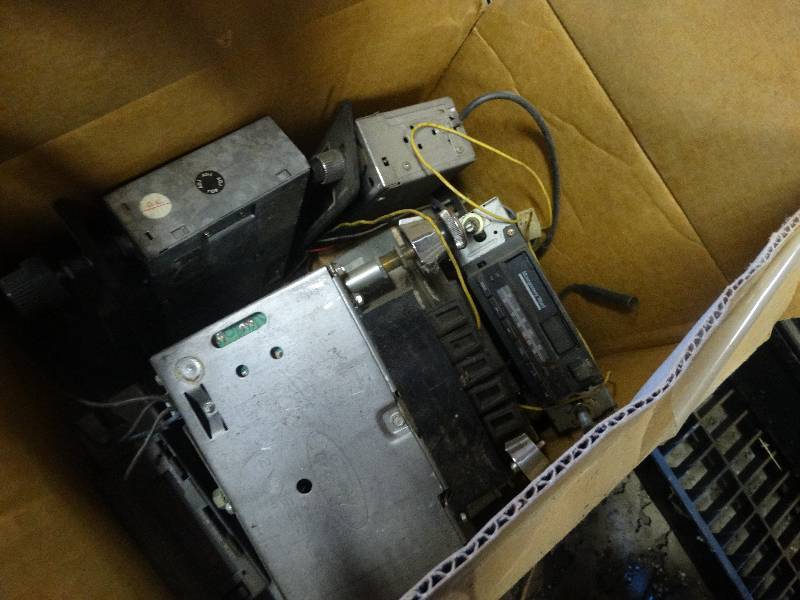 lot 5275 image: Box of old car radios.