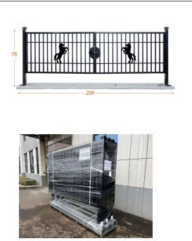 lot 6524 image: Unused 20ft Horse Metal Farm Driveway Gate  Damaged due to rubbing in container