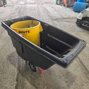lot 504 image: Rubbermaid Commercial Tilt Truck with Brute Container (All contents included)