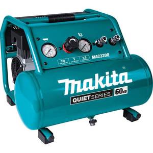 lot 35990 image: Makita MAC320Q Quiet Series 1-12 HP 3 Gallon Oil-Free Hand Carry Air Compressor - Retail $543.98