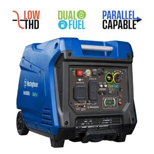 lot 35991 image: Westinghouse 5000 Peak Watt Dual Fuel Portable Inverter Generator RV Ready with CO Sensor - Retail $999
