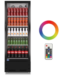 lot 35994 image: 8 Cu.ft Merchandiser Refrigerator, 3546F, 21.7in W Glass Door Upright Display Refrigerator, Beverage Cooler, LED Lighting, Drink Fridge-Black, for Home Restaurant Grocery Stores