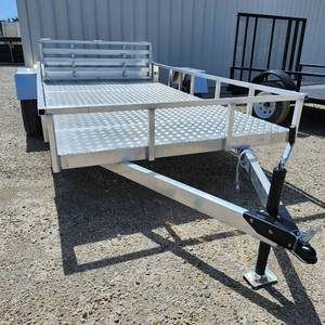 lot 200 image: Aluminum Utility Trailer with Diamond Plate Deck and Rail Kit - 138 x 78
