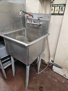 lot 7521 image: Commercial Stainless Steel Utility Sink with Faucet