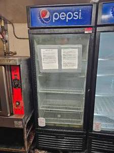 lot 7531 image: Pepsi Commercial Display Refrigerator Model G-26-C334B-HC 22.6 Cu Ft