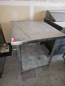lot 7561 image: Stainless Steel Commercial Kitchen Prep Table with Undershelf - 36x30