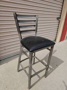 lot 7587 image: Commercial Metal Bar Stool with Ladder Back