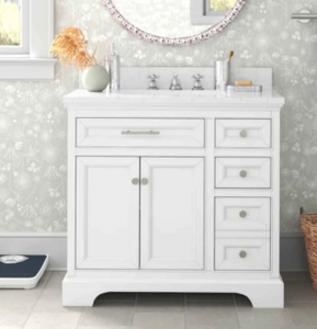 lot 9 image: Currahee 36 Single Bathroom Vanity with Engineered Stone Top- Retail $1001.17