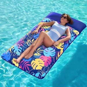 lot 1868 image: SLOOSH Inflatable Pool Floats Raft - XL Fabric Covered Pool Mat Lounger Floaties for Adults, Ultra Comfort Inflatable Water Float with Headrest for Beach Lake Swimming Pool Floating 68X34 (Blue)