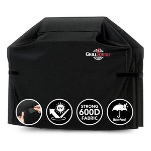 lot 1872 image: GrillTough Heavy Duty BBQ Grill Cover for Outdoor Grill, 58 Inch �� Waterproof, Weather Resistant, UV & Fade Resistant with Adjustable Straps �� Gas Grill Cover for Weber, Genesis, Charbroil, etc. Black