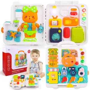 lot 1876 image: ARANEE Toddler Educational Toy, Musical Montessori Busy Board, Age 1-2, Compact Travel Toy, Early Learning Gift for Boys & Girls