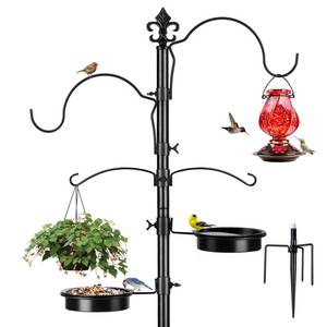 lot 1887 image: Bird Feeder Poles for Outdoors, BOLITE Heavy Duty Bird Feeding Station, 87 Inch Bird Feeder Stand with Enhanced Metal Pole(78 Inch), Upgraded in Stability, Black(Hummingbird Feeder Not Included)