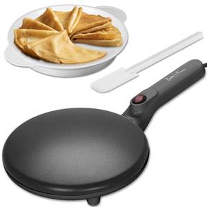 lot 1890 image: Bakers Friend Crepe Maker Machine with Auto Power Off, Portable Crepe Maker with Non Stick Dipping Plate, Automatic Temperature Control, Graphite