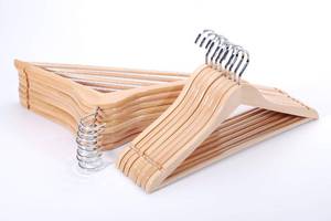lot 1893 image: TOPIA Premium Wooden Hangers with Extra Thick Hook and Non Slip Pants Bar, Luxury Suit Hangers for Closet with Notches for Shirts - 16 Pack - CT01N
