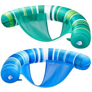 lot 1898 image: Sloosh Inflatable Pool Floats Chairs Adults, 2 Packs Floating Noodle Chair with Stripes Design Soft Fabric Covered with Sling for Swimming Pool Water Party Summer Lake,Dark Blue Green