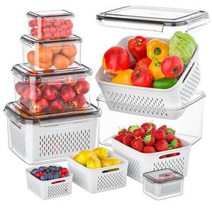 lot 1908 image: A 6 Piece Fruit Storage Containers for Fridge, Airtight Fruit and Vegetable Storage with 6 Removable Colanders, BPA-Free Produce Containers for Fridge, Keep Fruits Vegetables Berry Lettuce Fresh