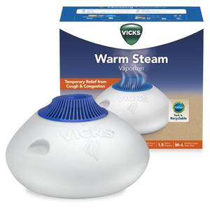 lot 1928 image: Vicks Warm Steam Vaporizer, Small to Medium Rooms, 1.5 Gallon Tank �� Warm Mist Humidifier for Baby and Kids Rooms with Night Light, Works with Vicks VapoPads and VapoSteam