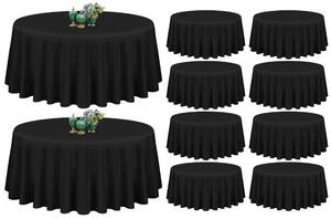 lot 1939 image: A 10 Pack Black Round Tablecloth 90 Inch Washable Polyester Tablecloths for Round Tables Stain Resistant and Wrinkle Table Cloth Decorative Fabric Table Cover for Dining Wedding Party Banquet Buffet