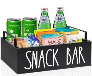lot 1944 image: Y&ME YM Snack Organizer for Home & Kitchen Organization, Wooden Pantry Storage Bins with Handles, Snack Organizer for Pantry, Countertop, Kitchen, Party, Snack Storage Basket for Chips, Packets.