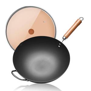 lot 1952 image: WANGYUANJI Iron Wok,12.59 Woks for Stir-fry,Chinese Stir Fry Pan Uncoated,Traditional Flat Bottom Iron Pot for Induction, Electric, Gas, Suitable for All Stoves(Pure iron wok) - Retail $89.24