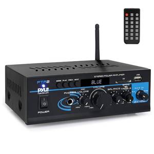 lot 1955 image: Pyle Home Audio Power Amplifier System - 2X40W Bluetooth Mini Dual Channel Mixer Sound Stereo Receiver Box w AUX, Mic Input - For Amplified Speakers, PA, CD Player, Theater via RCA, Studio Use - PTA2