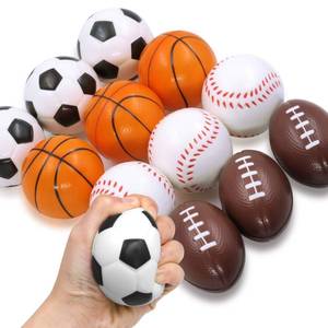 lot 2129 image: Novelty Place Squeezable Stress Balls - Anti-Stress Baseball, Basketball, Soccer, Football for Tension Relief - Relaxation Gadgets, Fidget Toys, Party Favors, Carnival Prizes( 4 Ballgames)