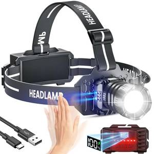 lot 2132 image: LED Rechargeable Headlamp, 150000LM Head Lamp Super Bright with 9 Modes & IPX6 Waterproof Zoomable Head Lights for Forehead, 90° Adjustable Headlamps for Camping Hiking Hunting Fishing Car Repair