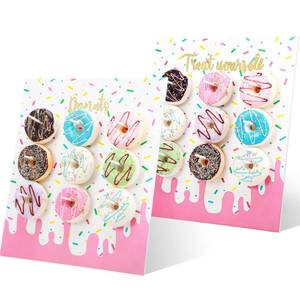 lot 2142 image: Yerliker 2 Pieces Donut Display Stand, Reusable Donut Holder Board, Party Wall Bagel Boards for Christmas Wedding Birthday Treat Holiday Gathering Parties
