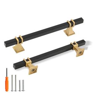 lot 2145 image: Redunest Cabinet Pulls Matte Black and Gold Cabinet Handles, 10 Pack 5 Inch Kitchen Door Cupboard Wardrobe Drawer Handles, Cabinet Hardware Bar Drawer Pulls, 128mm Hole Centers