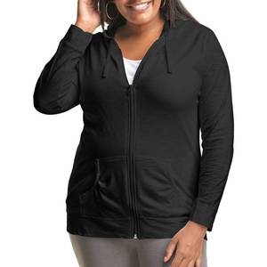 lot 2147 image: Just My Size Womens Full Zip Jersey Hoodie, Black, 5X