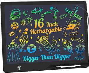 lot 2148 image: LCD Writing Tablet,16 Inch Colorful Screen Rechargeable Doodle Board Toddler Educational Toys for 3 4 5 6 Years Old Boys Girls Reusable Portable Drawing Tablet Christmas Toys Gifts for Kids (Black)