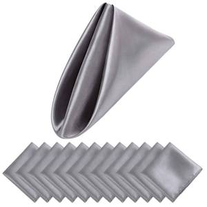 lot 2152 image: Aneco 12 Pieces Satin Napkin Square 20 x 20 Inches Dinner Napkins Weddings Party Napkin Soft Table Napkins for Romantic Weddings Party Dinner Decoration (Grey)