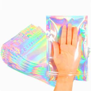 lot 2161 image: Trunple Smell Proof Bags & Resealable Foil Pouch Bag 100 PCS  Great for Party Favor Food Storage (Holographic Color, 8 x 5.5 Inch)