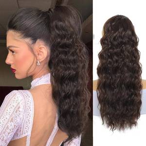 lot 2185 image: TYQ Curly Ponytail Extension Drawstring Ponytail for Black Women Dark Brown Curly Clip in Hair Extensions Ponytail Extension Synthetic Hairpiece for Daily Party(18 Inch,Dark Brown)