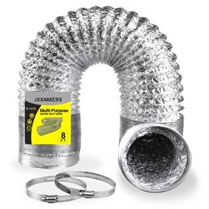 lot 2194 image: Premium 4 Inch Dryer Vent Hose, Flexible Dryer Vent Hose for Tight Space, Dryer Exhaust Hose, Extra Thick(6-ply) Aluminum Foil HVAC Ducting Kit, 3 Feet Long with 2 Clamps, Easy to Install (4in 3ft)