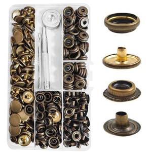 lot 2198 image: A 320PCS Stainless Steel Snaps, GTAAOY 15mm Snap Fasteners Kit, Heavy Duty Snap Button Press Stud Cap for Clothes Bag Leather Boat Canvas (80SETBronze)