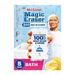 lot 2199 image: Mr. Clean Magic Eraser Sponge, Bathroom Cleaner, Soap Scum Shower & Tub Cleaner, 2 in 1 Bath, 5ct